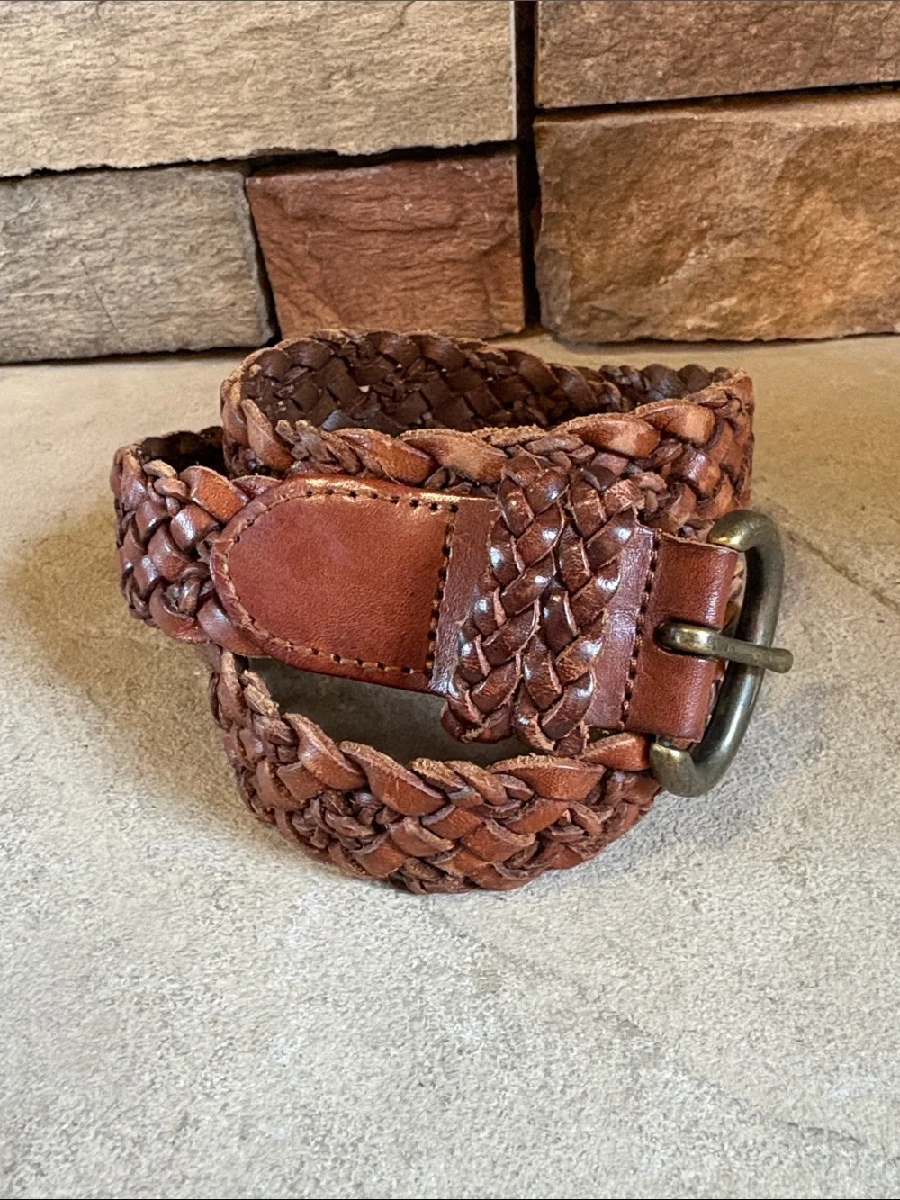 Ralph Lauren sz 28 brown leather braided woven belt